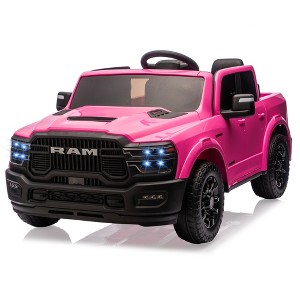 2 Seater Kids Electric Car, Licensed RAM 2500 24V Ride On Truck w/Remote, Bluetooth, 3 Speeds, LED, Suspension, Trunk - 1 of 4