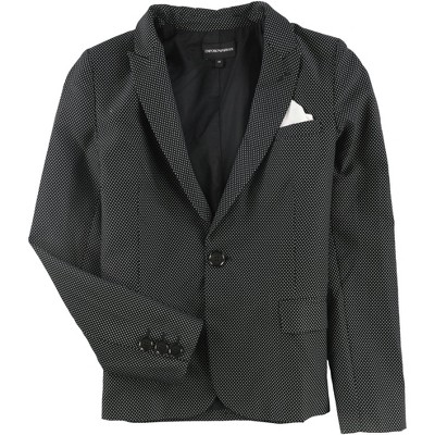 Armani Womens Pindot One Button Blazer Jacket, Black, 48