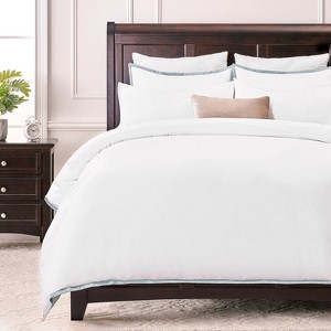Chanasya Ribbon Embroidered Microfiber Duvet Set - 1 of 4