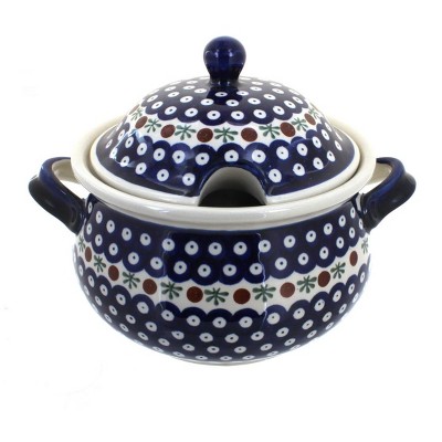  Blue Rose Polish Pottery Nature Soup Tureen 