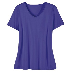 Collections Etc Soft Knit V-Neck Short-Sleeve Basic Cotton and Polyester Tee - 1 of 4