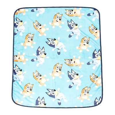 Bluey Dance Party Kids' Blue Fleece Throw Blanket and Plush Pillow Set