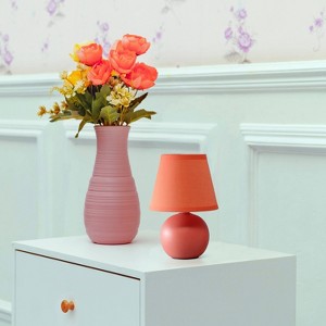 8.66" Petite Ceramic Orb Base Bedside Table Desk Lamp with Matching Tapered Drum Fabric Shade - Creekwood Home - 1 of 4