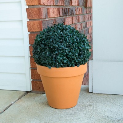 Solar-Powered Green Boxwood Topiary Ball with LED Lights