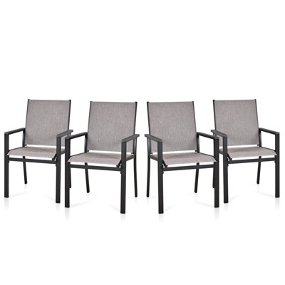 Patio Chairs Set of 4, Heavy Duty Aluminum Outdoor Dining Chairs with Breathable Quick Drying Textilene Fabric