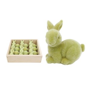 Transpac Mini Resin Flocked Sitting Easter Bunny in Crate Home Decorations Easter - 1 of 1
