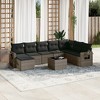 vidaXL 9 Piece Patio Sofa Set with Cushions Gray Poly Rattan - Without Table - 2 of 4