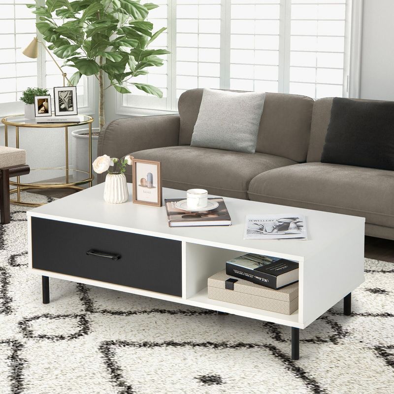 Tangkula Modern Coffee Table 2-Tier Accent Cocktail Table w/ Storage for Living Room, 3 of 11