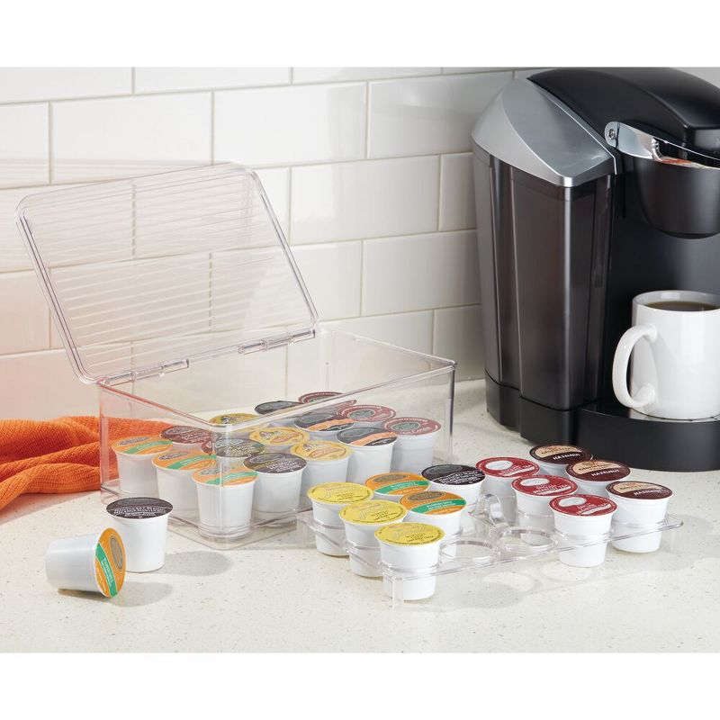 mDesign Plastic Stackable Tea Bag and Coffee Pod Organizer, Set of 2, Clear, 2 of 8