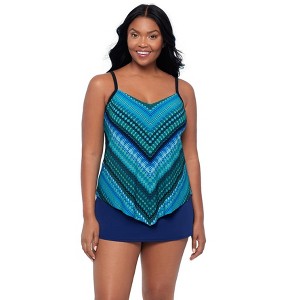 Trimshaper Women's Hank Handkerchief Tankini Swimsuit Top - 1 of 3