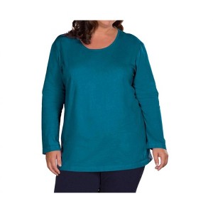 Women's Jersey Long Sleeve U-Neck Tee - Plus - On The Plus Side - 1 of 4