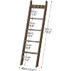 MaseiKar Blanket Ladder for Living Room and Bedroom, 5-Tier Wall Leaning Towel Rack for Bathroom, Decorative Ladder Shelf with 4 Removable Hooks,Brown - 3 of 4