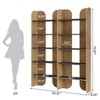 Resenkos Modern Curved Wooden Bookshelf, 5 - Tier Living Room Display Shelf with Metal Shelves Brown - 2 of 4