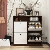 CLIHOME Freestanding Shoe Storage Cabinet  with Anti-tip Fitting, Shoe Rack Organizer Cabinet with Wooden Handle - 3 of 4