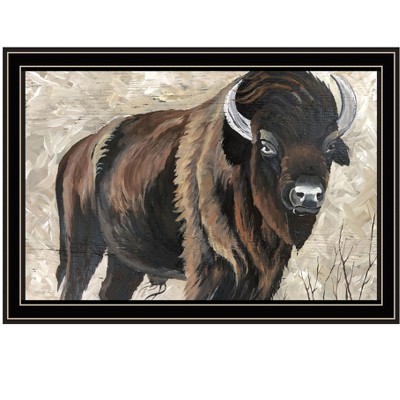 HomeRoots The Boss Bison Only Black Framed Print Wall Art