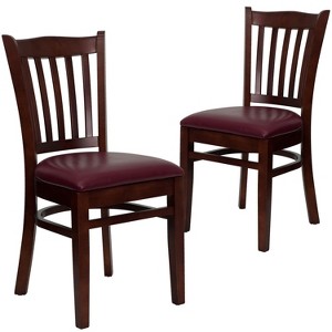 Emma and Oliver 2 Pack Vertical Slat Back Wooden Restaurant Chair - 1 of 4