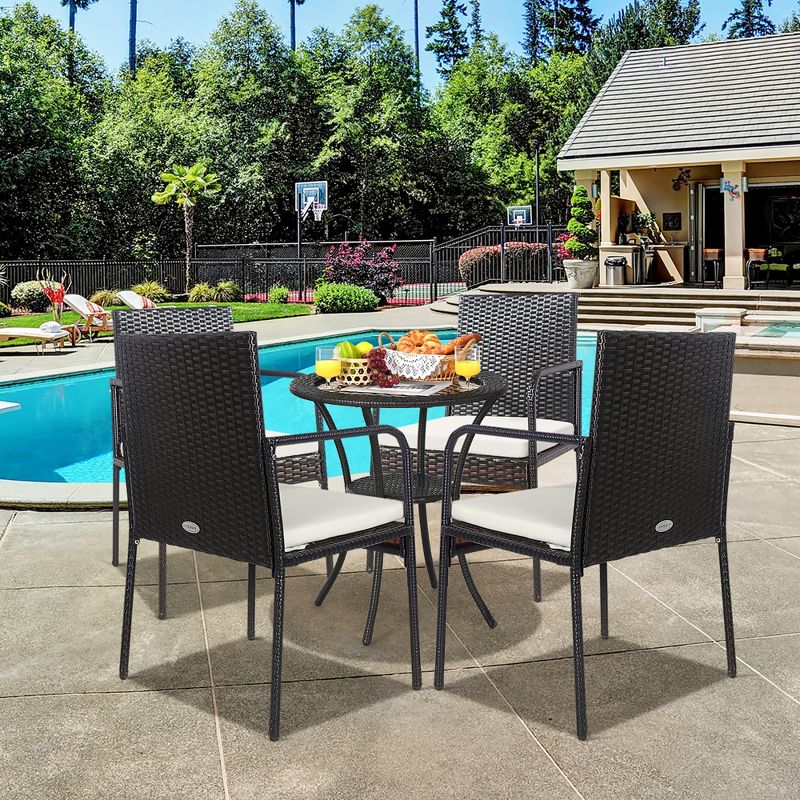 Costway 4PCS Patio Wicker Rattan Dining Chairs Cushioned Seats Armrest Garden, 3 of 11
