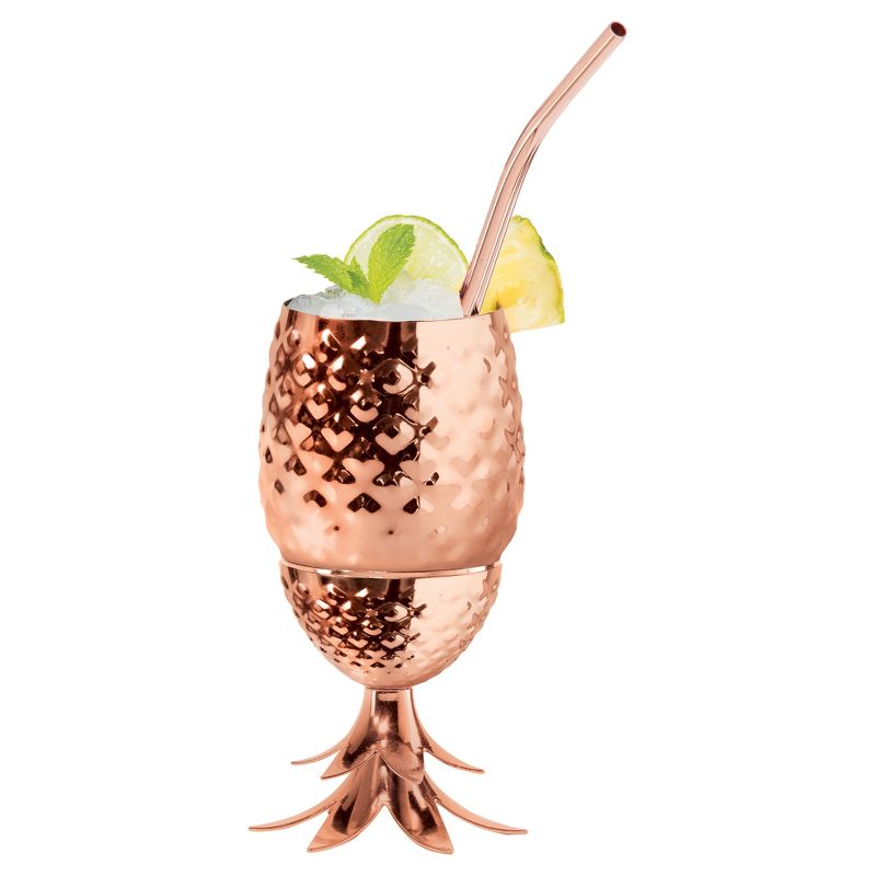 Oggi Stainless Steel Pineapple Tumbler With Straw 12oz Copper, 2 of 4