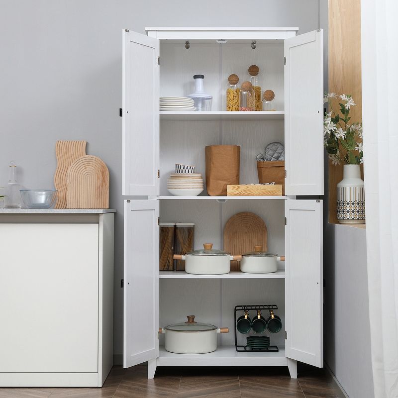 HOMCOM 72" Freestanding 4-Door Kitchen Pantry, Storage Cabinet Organizer with 4-Tiers, and Adjustable Shelves, 2 of 7