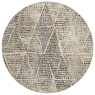 Beige Ivory And Black Geometric Washable Indoor Outdoor Area Rug