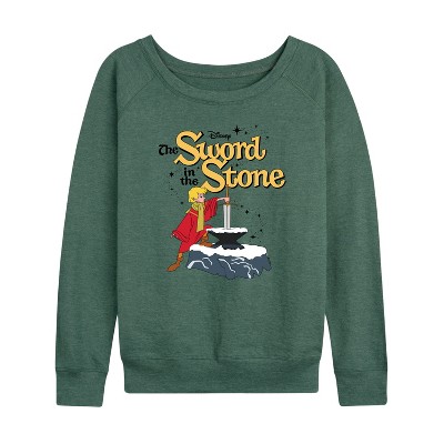 Women's - Disney - The Sword And The Stone Lightweight French Terry Wide Neck Long Sleeve Shirt