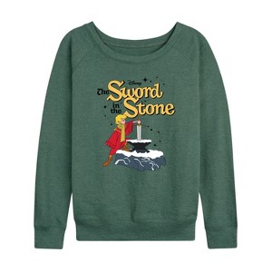 Women's - Disney - The Sword And The Stone Lightweight French Terry Wide Neck Long Sleeve Shirt - 1 of 4