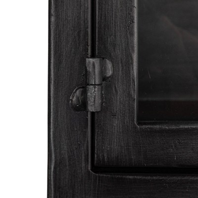 Antique Black Metal and Glass Office Storage Cabinet with 3 Drawers