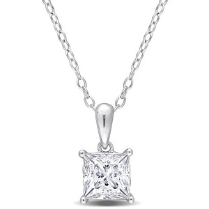 EVERLY JEWELRY | Sterling Silver 1 1/4 CT DEW Created White Moissanite Fashion Pendant With Chain, 18-inch - 1 of 4