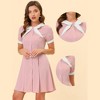 Allegra K Women's Fit and Flare Contrast Color Bowtie Neck Dress - 2 of 4