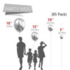 PartyWoo Balloons Metallic Silver Chrome 18 12 10 5 Inch 85 pcs - 2 of 4
