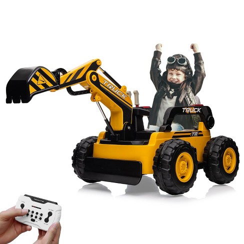 12v Kids Ride On Excavator Digger Truck With Remote Control Electric Digging Arm Target