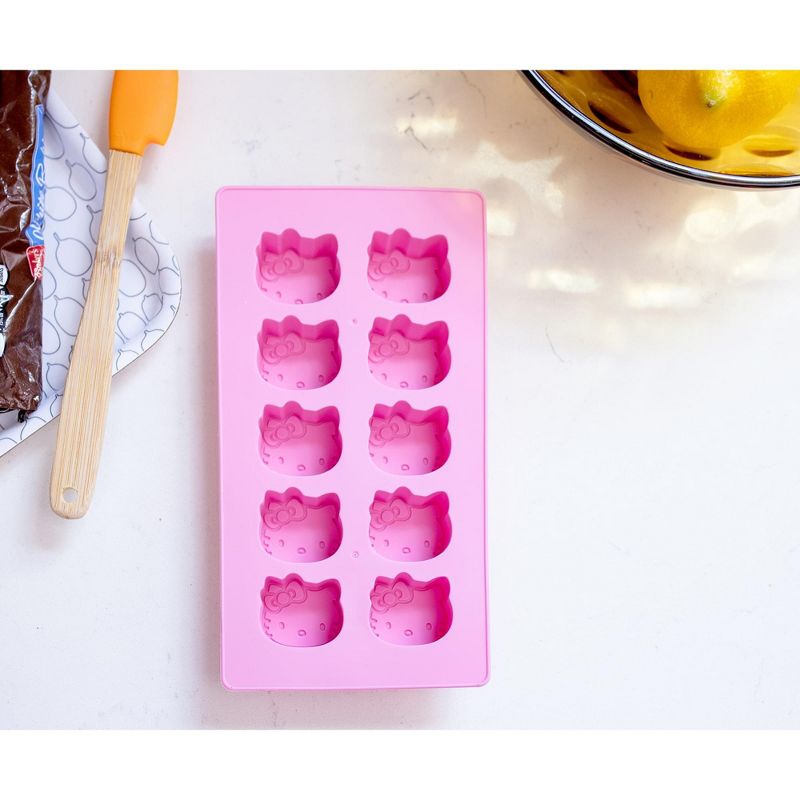 Silver Buffalo Sanrio Hello Kitty Silicone Mold Ice Cube Tray | Makes 10 Cubes, 3 of 9