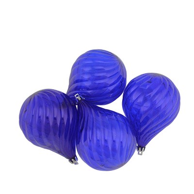 Northlight 4ct Clear Finial Drop Shatterproof Christmas Ornament Set 4.5" - Blue