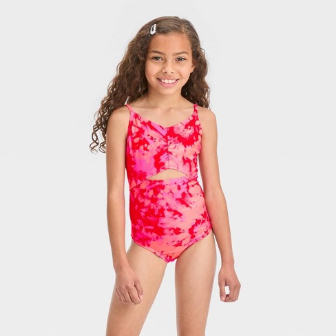 Girls' 'classic Ribbed' Solid Bikini Set - Art Class™ Coral Orange