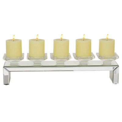 20" x 5" Glass Candle Holder with Mirrored Base - Olivia & May
