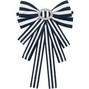 Elerevyo Women's Large Striped Rhinestone Brooches Bows Ties - 1 of 4