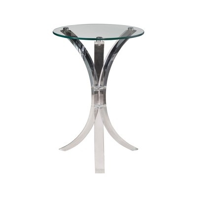 Coaster Home Furnishings Contemporary Round Clear Glass Top and Acrylic Curved Base Accent End Table for Home Living Rooms or Bedrooms