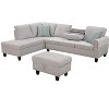 TiramisuBest Black Faux Leather L-Shaped Sectional Sofa with Storage Ottoman & Cup Holders, 3-Piece Couch for Living Room - 3 of 4