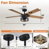 Parrot Uncle 52" Modern Black Ceiling Fan with Light and Remote Reversible Fan Blades - 4 of 4