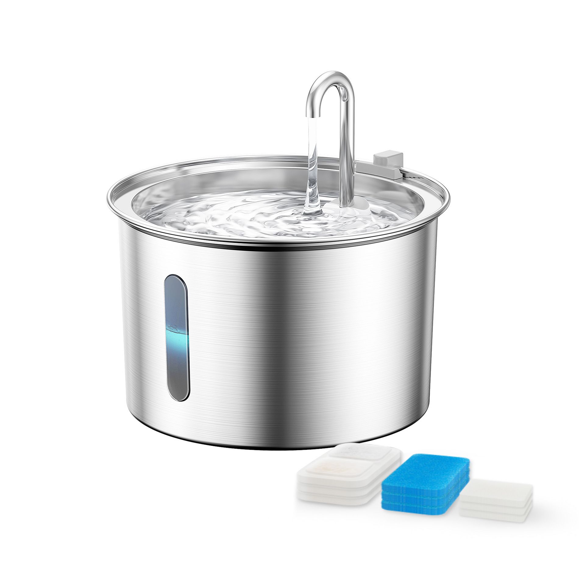 Oneisall PWF-001 Standard (3 Filters) 2L Cat Water Fountain, with Snap, Anti-Spill Cats Water Fountains with Quiet Pump (Valentine's Day Sale)