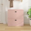 VECELO Folding Storage Ottoman Bench, End of Bed Linen Fabric Foot Rest Stool with Padded Seat, Large Footstool for Bedroom or Living Room - 4 of 4