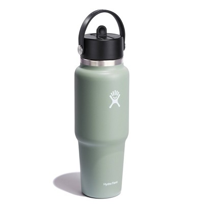 Agave Green Stainless Steel Wide Mouth Travel Bottle with Flex Straw Cap