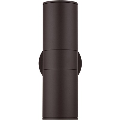 Bronze and Brown Aluminum Dual Light Outdoor Wall Fixture