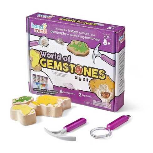 Vonter Kids Gemstone Dig Kit, Dig Up Gems to Make Bracelet, Stem Science Educational Toys, Great Science Gift for Kids, Pink Gems,Classy Natural