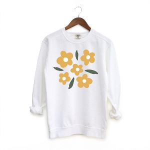 Simply Sage Market Women's Garment Dyed Yellow Daisies Graphic Sweatshirt - 1 of 2