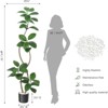 Artificial Rubber Tree with White Sphere Resin Planter & Stone - Faux Fiddle Leaf Fig Tree - Tall Indoor Plant for Tropical Decor - 4 of 4