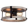 VAXCEL Danvers 13-in W Black and Weathered Gray Farmhouse Flush Mount Cage Ceiling Light Fixture - 3 of 4