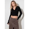 Slickblue Women's Cut Out Collared Crop Sweater, V-Neck, Long Sleeve, Lightweight Top, Size S-L, Color Options - 2 of 4