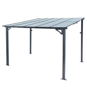 CLIHOME 10 ft. x 10 ft. Aluminum Sloped Patio Cover Outdoor Pergola with Polycarbonate Roof Panels - 1 of 4