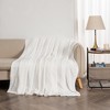 Great Bay Home Velvet Plush Fleece Solid Warm and Cozy Throw Blanket (Twin, Optic White) - 3 of 4